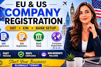 register eu company,vat, ein, and open business bank account legally
