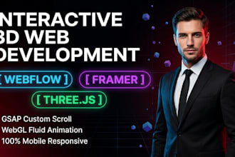 build interactive 3d website 3d animated webflow website or framer website