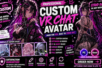 custom vrchat avatar vr character vrc avatar, nsfw 3d model vr chat commission