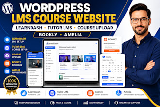 setup wordpress learndash course website tutor lms course upload bookly amelia