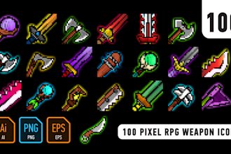 do pixel art icon and props pixel spritesheet rpg maker pixel animation tile set
