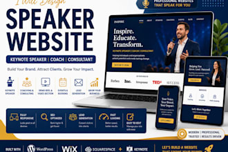 coaching website, consultant website, keynote speaker website in wordpress, wix
