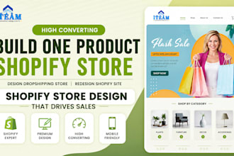 build one product shopify store, design dropshipping store redesign shopify site