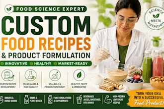 be your food scientist for recipe creation and food product development support