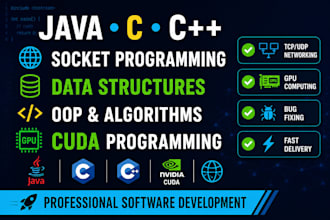 do socket programming implement data structure oop and cuda in java c cpp