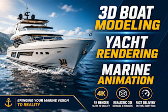 do realistic 3d boat, yacht and marine vessel modeling, rendering and animation