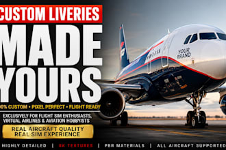 design a custom airplane livery and detailed msfs livery design in 2 days