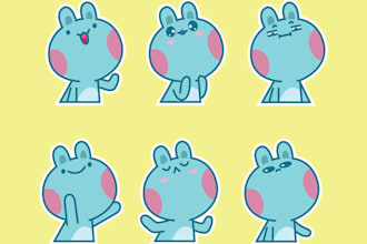 create adorable kawaii sticker pack and cute cartoon stickers