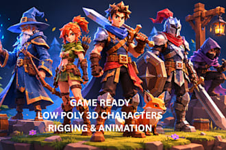create custom game ready low poly 3d characters with rigging and animation