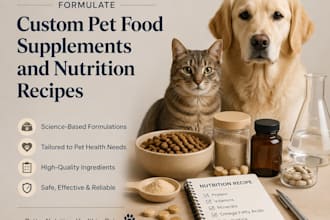 formulate custom pet food supplements and nutrition recipes