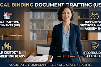 draft legally binding eviction, divorce, custody marriage documents USA