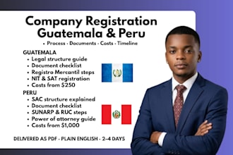 research company registration process documents and costs for guatemala and peru