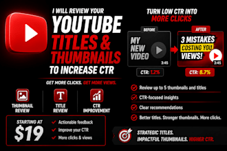 review your youtube titles and thumbnails to increase CTR