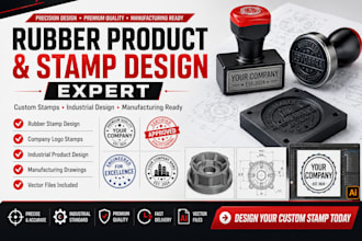 do rubber product design for manufacturing, rubber stamps design for company