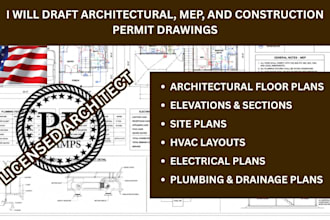 draft architectural, mep, and construction permit drawings