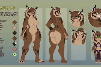 create furry art furry ref sheet and sfw or nsfw for your fursona character