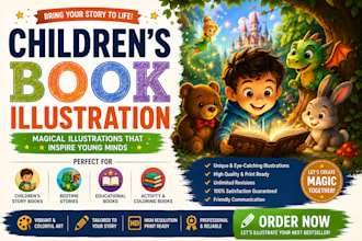 illustrate your children book with whimsical, professional storybook artwork