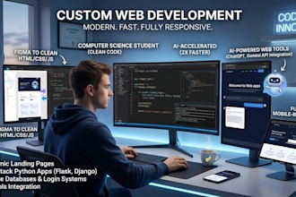 build custom website using python django flask or html css js