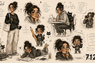create a lively, freehand sketchbook style illustration of your character