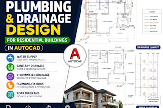 design plumbing and drainage drawings for residential buildings in autocad