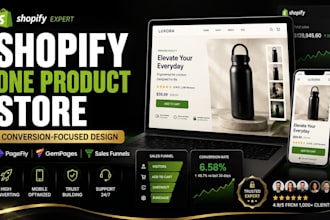 build shopify one product store niche shop or sales landing page shopify funnel