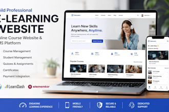 build elearning website, online course website and lms platform