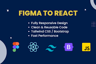 convert figma to react js with tailwind CSS or bootstrap