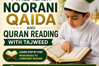 teach noorani qaida and quran reading with tajweed
