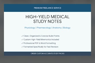 write high yield medical study notes