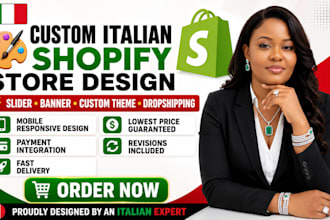speed design a custom italian shopify store with theme slider and website banner