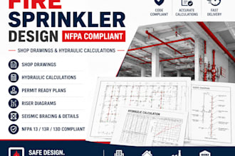 create nfpa compliant fire sprinkler shop drawings and hydraulic calculations