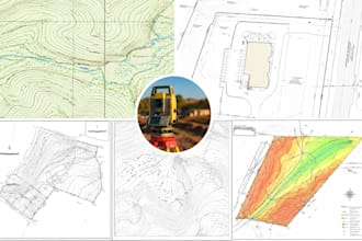 gis topographic map, site plan, survey plan, contour map grading drainage plan