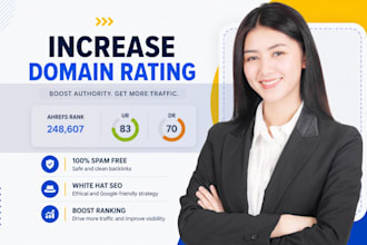 increase domain rating DR 70 plus with SEO backlinks high authority links