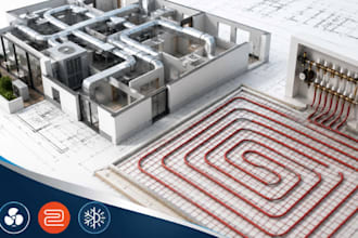 design hvac systems, radiant floor heating, ductwork, and ventilation, mep