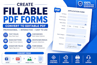 design fillable PDF forms and convert files to editable PDF