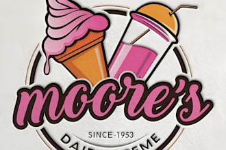 design professional ice cream, candy, chocolate, bakery, sweets and food