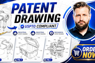 convert rough sketches to patent drawing design, uspto compliant patent drawing
