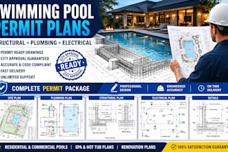design swimming pool permit plans, plumbing, structural and electrical drawings