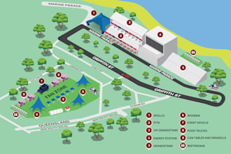 design 3d isometric map, event map or festival map illustration