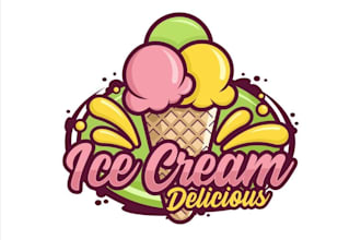 design ice cream, candy, chocolate, bakery, sweets and food logo