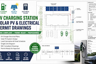 design mep ev charging stations solar plan electrical permit drawing