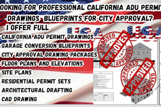 create california adu blueprint, garage conversion plan and permit