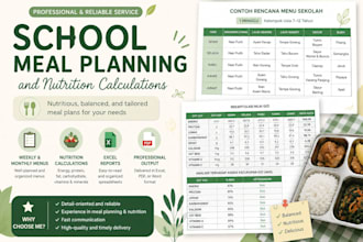 create school meal plans and nutrition calculations