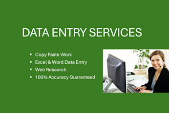 do professional data entry , copy paste work , and web research