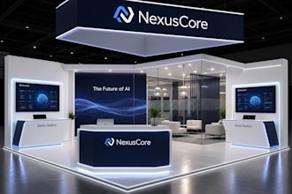 create 3d booth design branded displays exhibit graphics and booth sign design