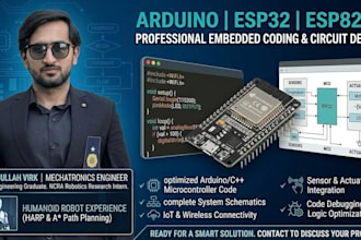 write arduino or esp32 code and design circuit schematics