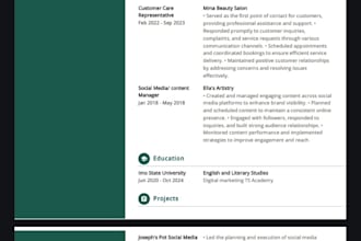 create a professional CV and resume for job application