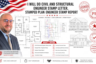 civil and structural engineer stamp letter, stamped plan engineer stamp report