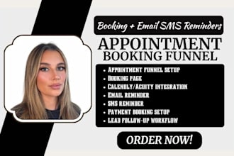 setup appointment booking funnel and SMS reminder automation