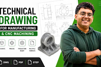 product technical drawing, cad drawing for manufacturing, cnc machining services